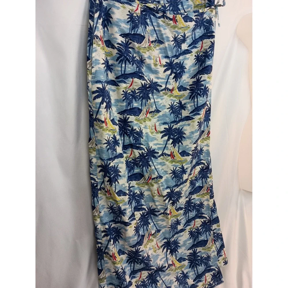 vintage boho vacation travel Hawaiian Boat wrap‎ tie maxi 10P artsy beach skirt